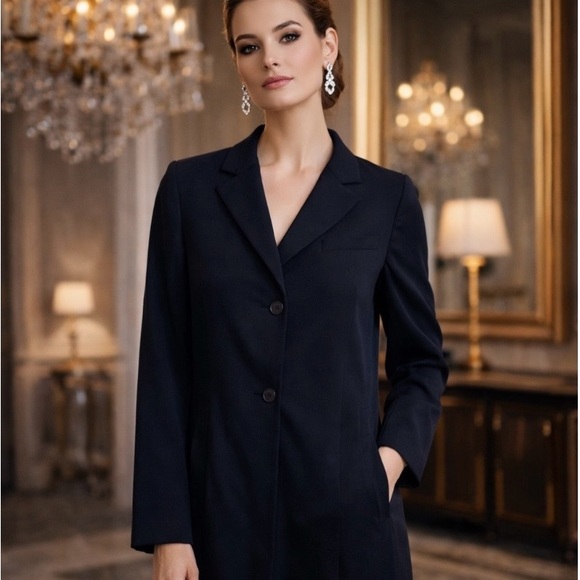 Harve Benard Jackets & Blazers - Harve Bernard Women Sz10 Black Pea Coat Side Pockets Button Midi Coat
